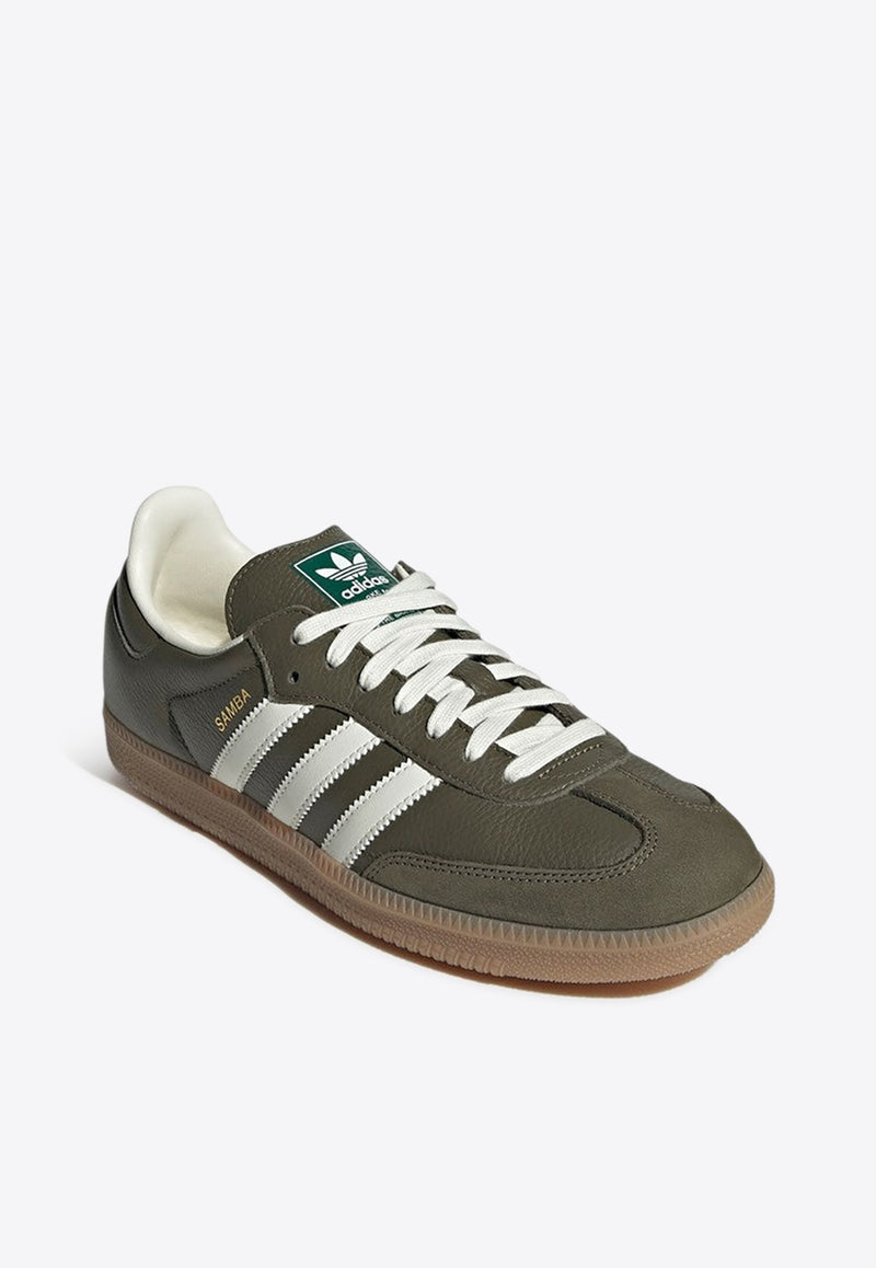 Adidas Originals Samba OG Leather Low-Top Sneakers Khaki JR0890LE/R_ADIDS-MO_604-8