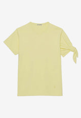 Crewneck T-shirt with Knotted-Sleeve