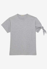Crewneck T-shirt with Knotted-Sleeve