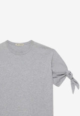 Crewneck T-shirt with Knotted-Sleeve