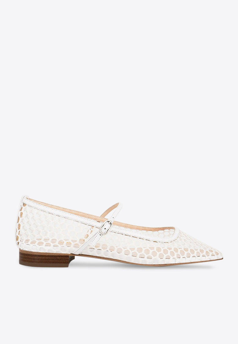 Andrea Wazen Julie Square-Toe Ballet Flats White JULBA015LNEWHI_WHITE