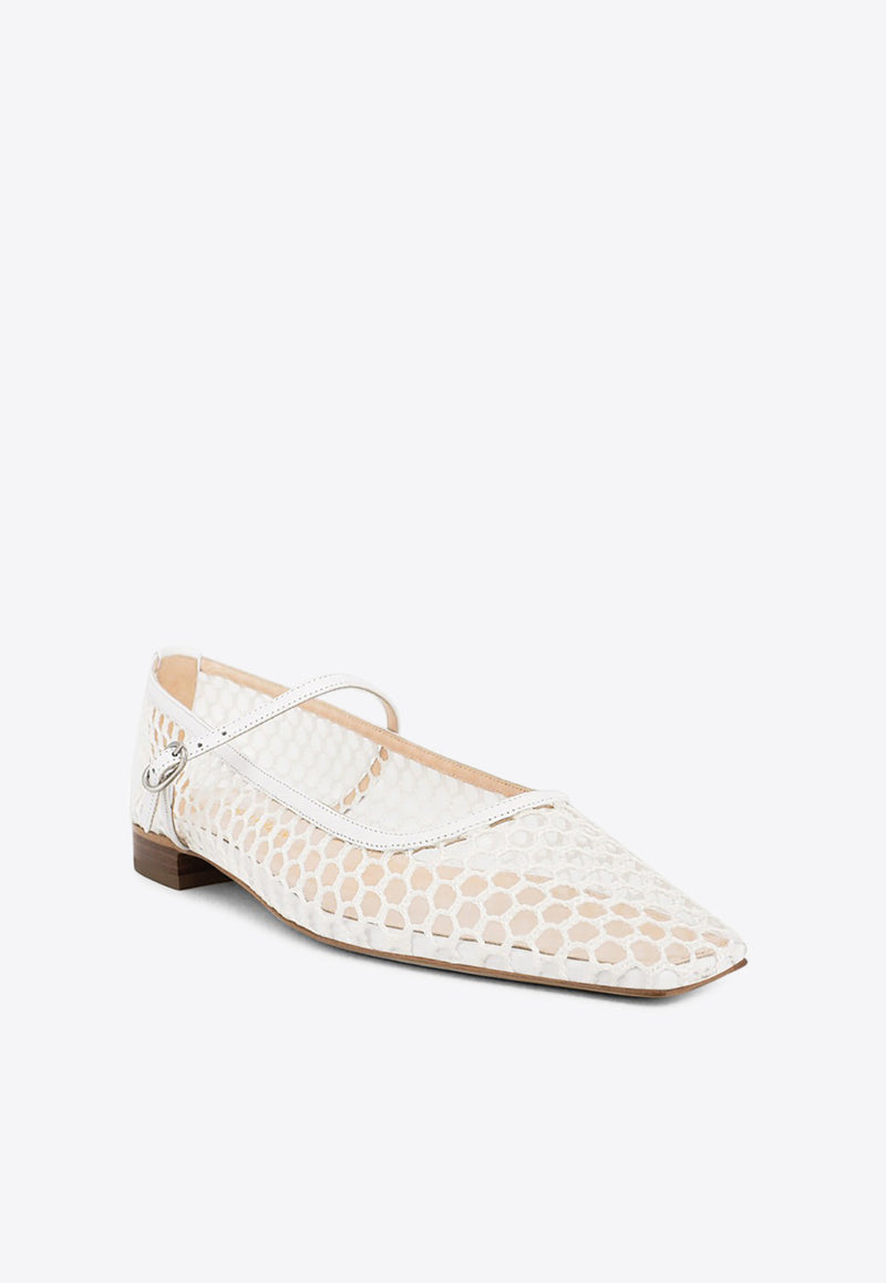 Andrea Wazen Julie Square-Toe Ballet Flats White JULBA015LNEWHI_WHITE