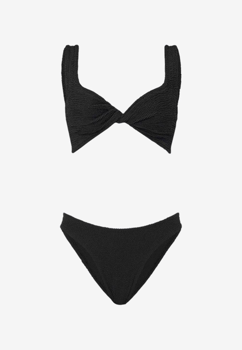 Hunza G Juno Textured Nylon Twisted Bikini Black JUNONY/Q_HUNZA-BLK