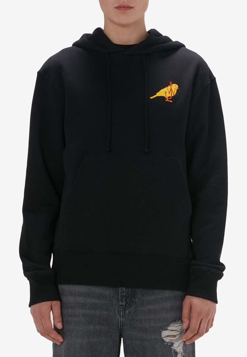 JW Anderson Canary Embroidered Drawstring Hoodie Black JW0186_PG1632_999