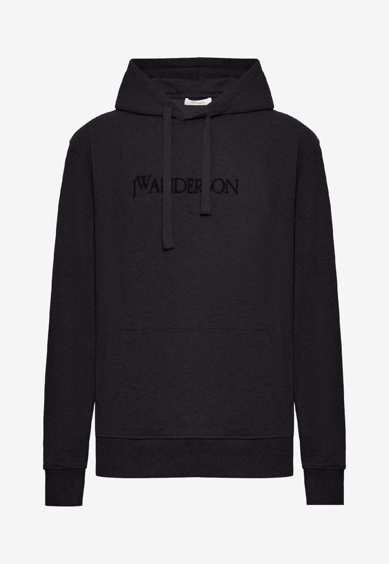 JW Anderson Logo Embroidered Hooded Sweatshirt Black JW0214_BLACK