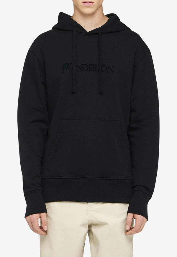 JW Anderson Logo Embroidered Hooded Sweatshirt Black JW0214_BLACK