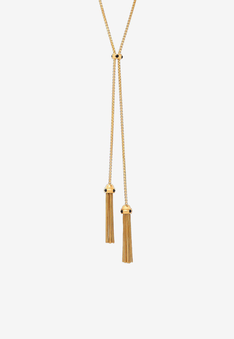Tom Ford Crystal Cabochon Lariat Necklace JW101-ACR001X 3YN14 Gold