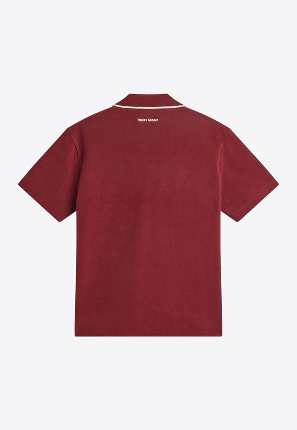 Adidas Originals X Wales Bonner Logo Embroidered Polo T-shirt Bordeaux JW1122CO/Q_ADIST-CB