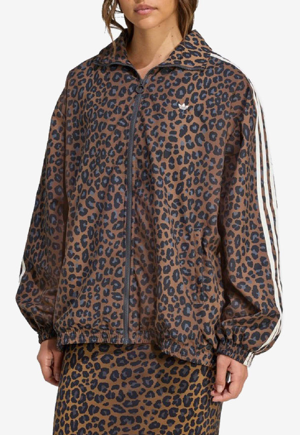 Adidas Originals Firebird Leopard Print Zip-Up Jacket Brown JW7301PL/R_ADIDS-MU