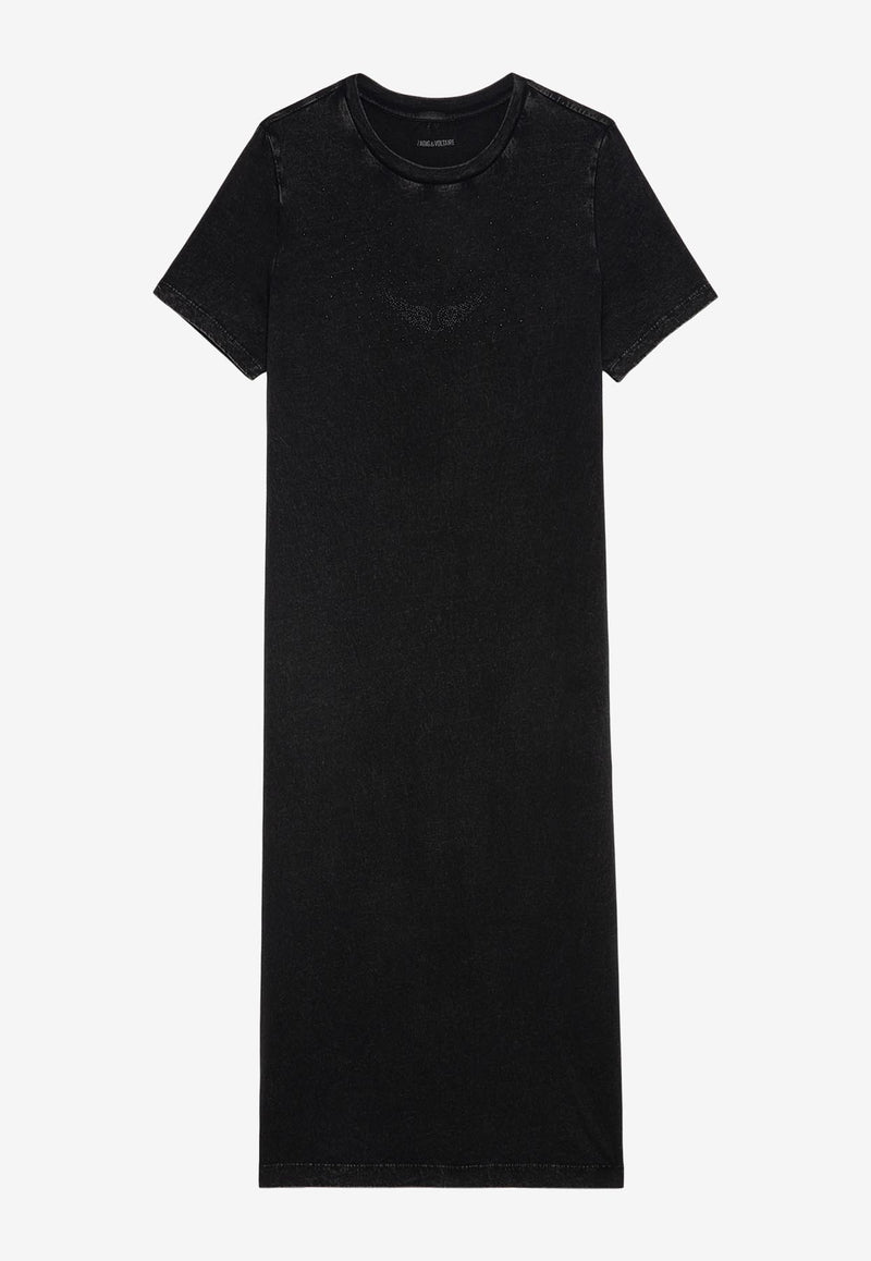 Zadig & Voltaire Zaid Midi T-shirt Dress Black JWDR01069_BLACK