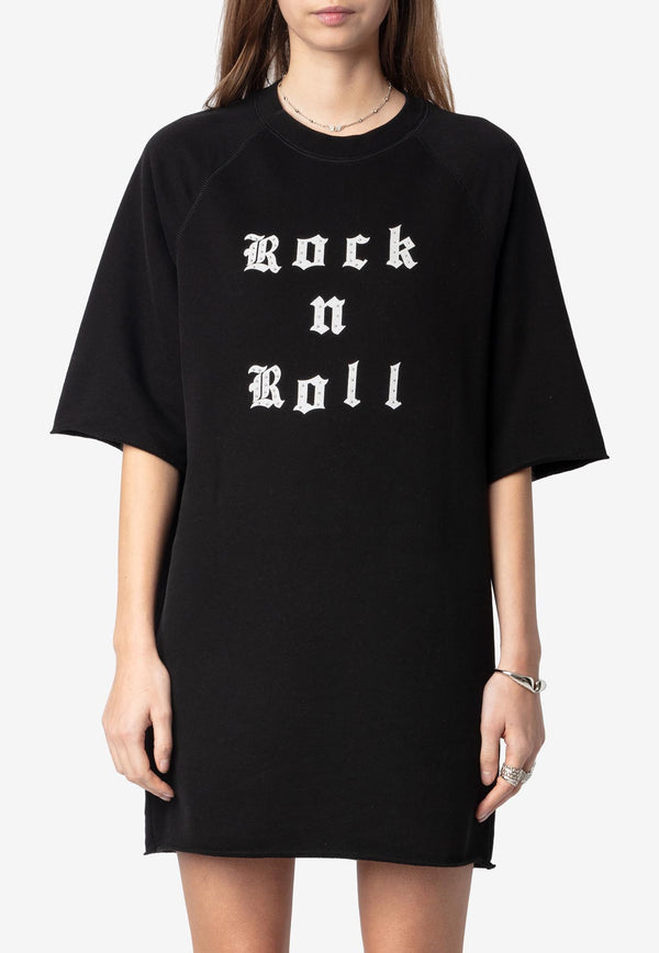 Zadig & Voltaire Grace Rock n Roll Mini T-shirt Dress Black JWDR01073_BLACK