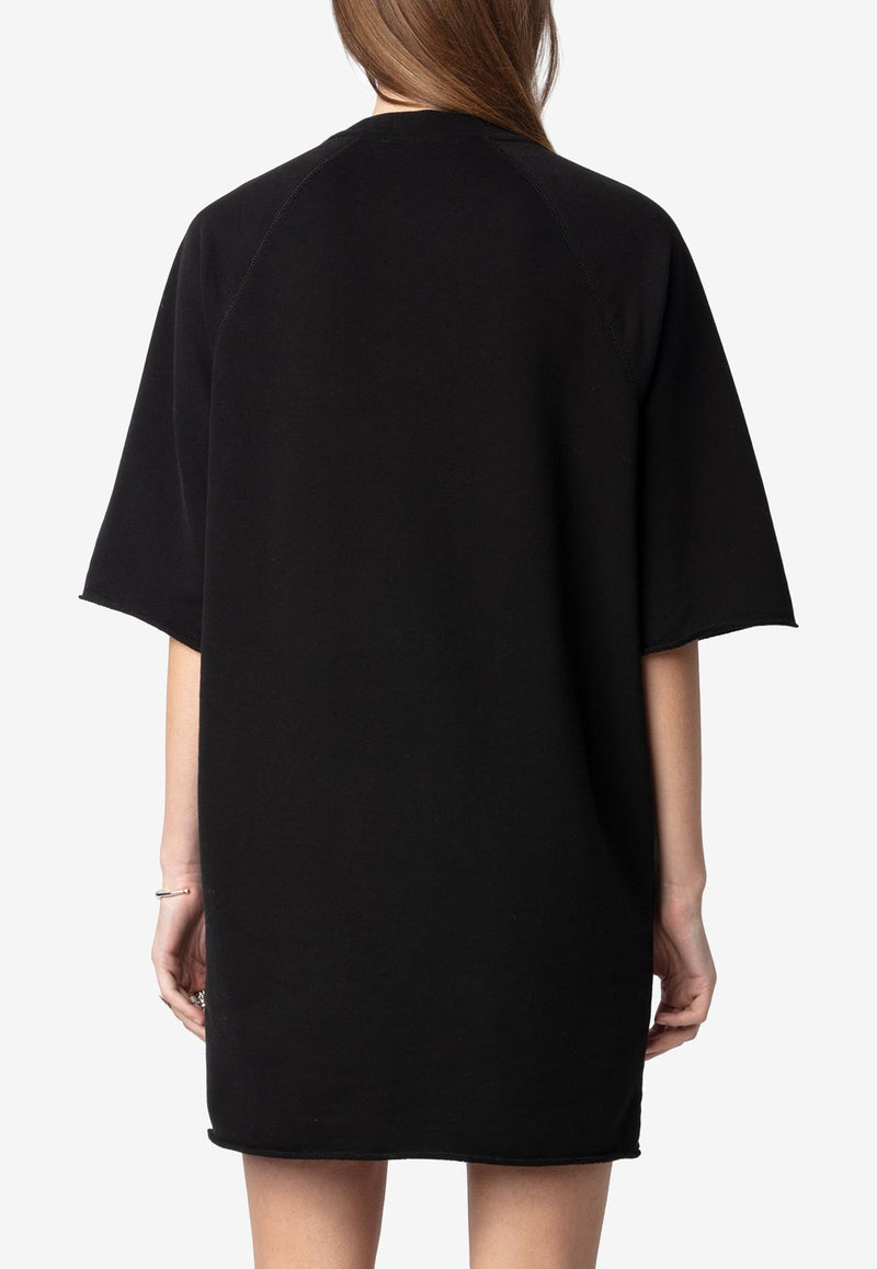 Zadig & Voltaire Grace Rock n Roll Mini T-shirt Dress Black JWDR01073_BLACK