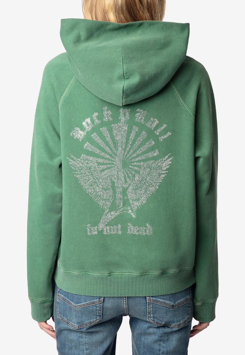Zadig & Voltaire Georgy Guitar Print Hooded Sweatshirt Green JWSS01652_GREEN