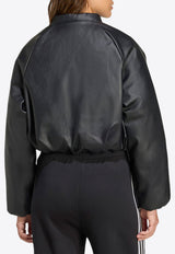 Adidas Originals Faux Leather Zip-Up Bomber Jacket Black JX5332PL/R_ADIDS-BLK