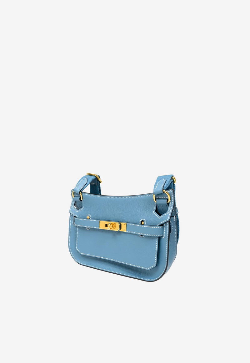 Hermès Mini Jypsiere in New Bleu Jean Evercolor Leather with Gold Hardware