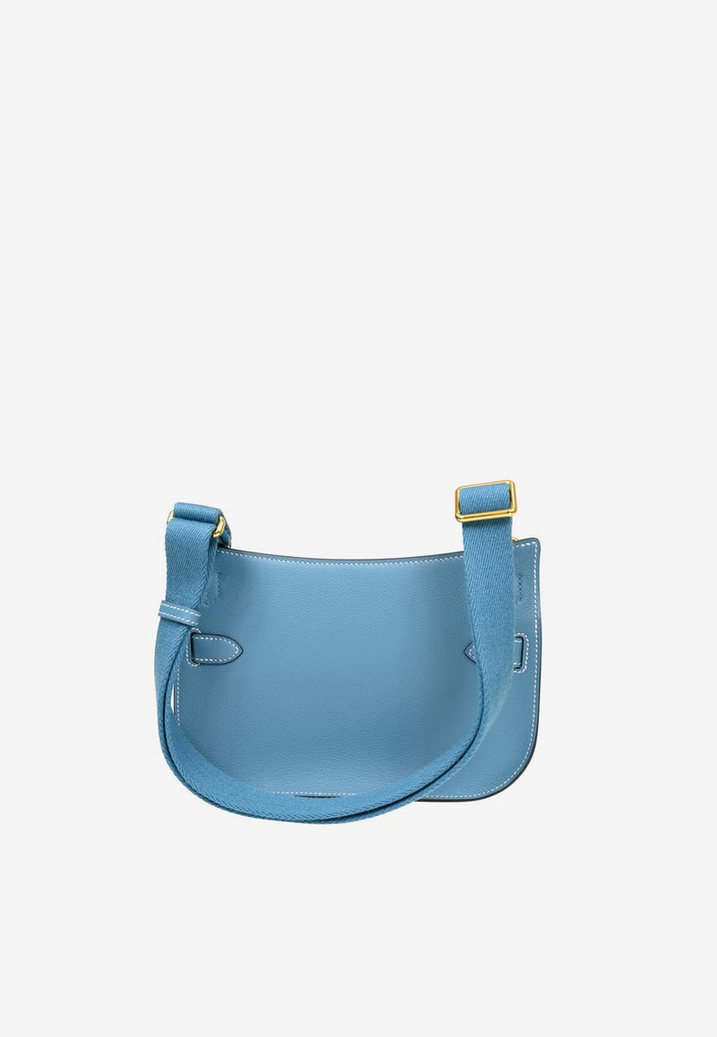 Hermès Mini Jypsiere in New Bleu Jean Evercolor Leather with Gold Hardware