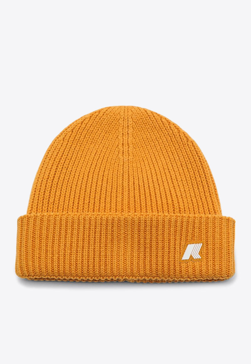 K-Way Kids Babies Brice Logo Patch Wool Beanie Yellow K1151RWWO/P_KWAY-AZ5