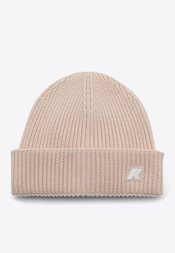 K-Way Kids Babies Brice Logo Patch Wool Beanie Pink K1151RWWO/P_KWAY-AZA