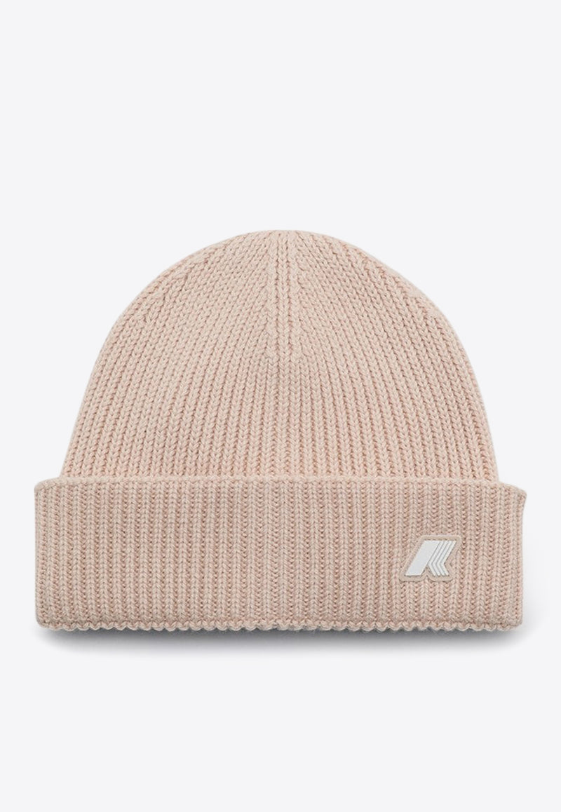 K-Way Kids Babies Brice Logo Patch Wool Beanie Pink K1151RWWO/P_KWAY-AZA