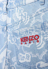 Kenzo Kids Girls Baseball Graphic Print Jeans Blue K14262-BCO/N_KENZO-Z74