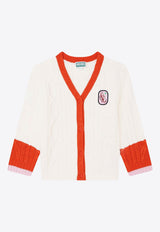 Kenzo Girls Logo-Patched Cable-Knit Cardigan K15685-APL/N_KENZO-12P