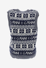 GANNI Fair Isle Logo Sweater Vest K2092_000_683