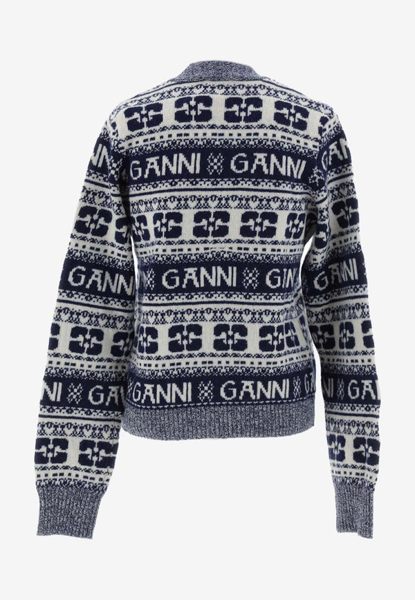 GANNI Fair Isle Logo Sweater Vest K2093_000_683