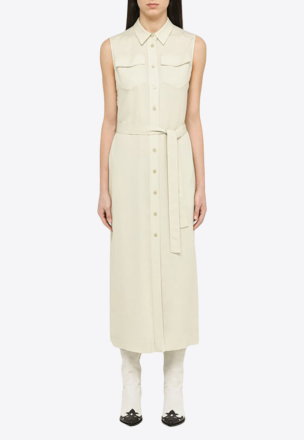 Calvin Klein Sleeveless Midi Shirt Dress Ivory K20K205204VI/M_CALVK-AC5