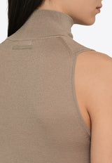 Calvin Klein High-Neck Asymmetric Wool Knit Top Beige K20K206476WO/O_CALVK-RA5