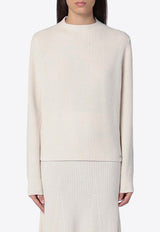 Calvin Klein Ribbed Wool Crewneck Sweater White K20K207426WO/P_CALVK-YAH