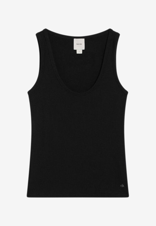 Calvin Klein Logo Embroidered Ribbed Tank Top Black K20K208246PL/Q_CALVK-BEH