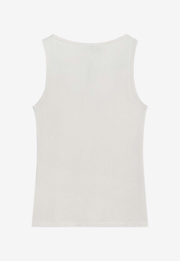 Calvin Klein Logo Embroidered Ribbed Tank Top White K20K208246PL/Q_CALVK-YAS