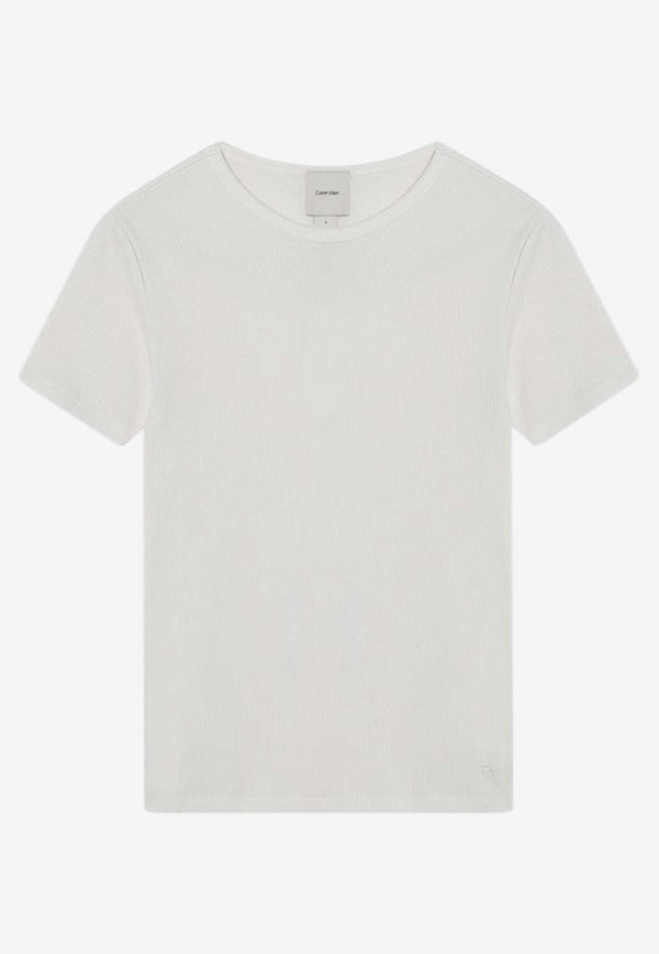 Calvin Klein Logo Embroidered Ribbed T-shirt White K20K208247PL/Q_CALVK-YAS