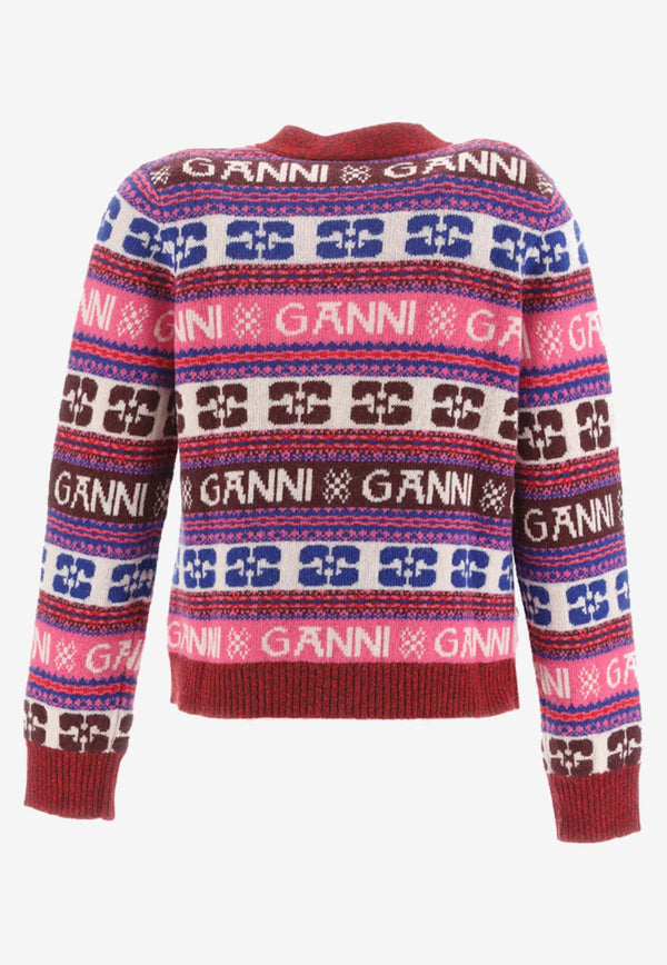 GANNI Fair Isle Logo Sweater Vest K2122_000_999
