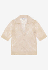 GANNI Lace Polo T-shirt Cream K2200CREAM