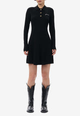 GANNI Rib Knit Mini Polo Dress Black K2309BLACK