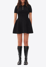 GANNI Sparkle Mini Polo Dress Black K2324BLACK