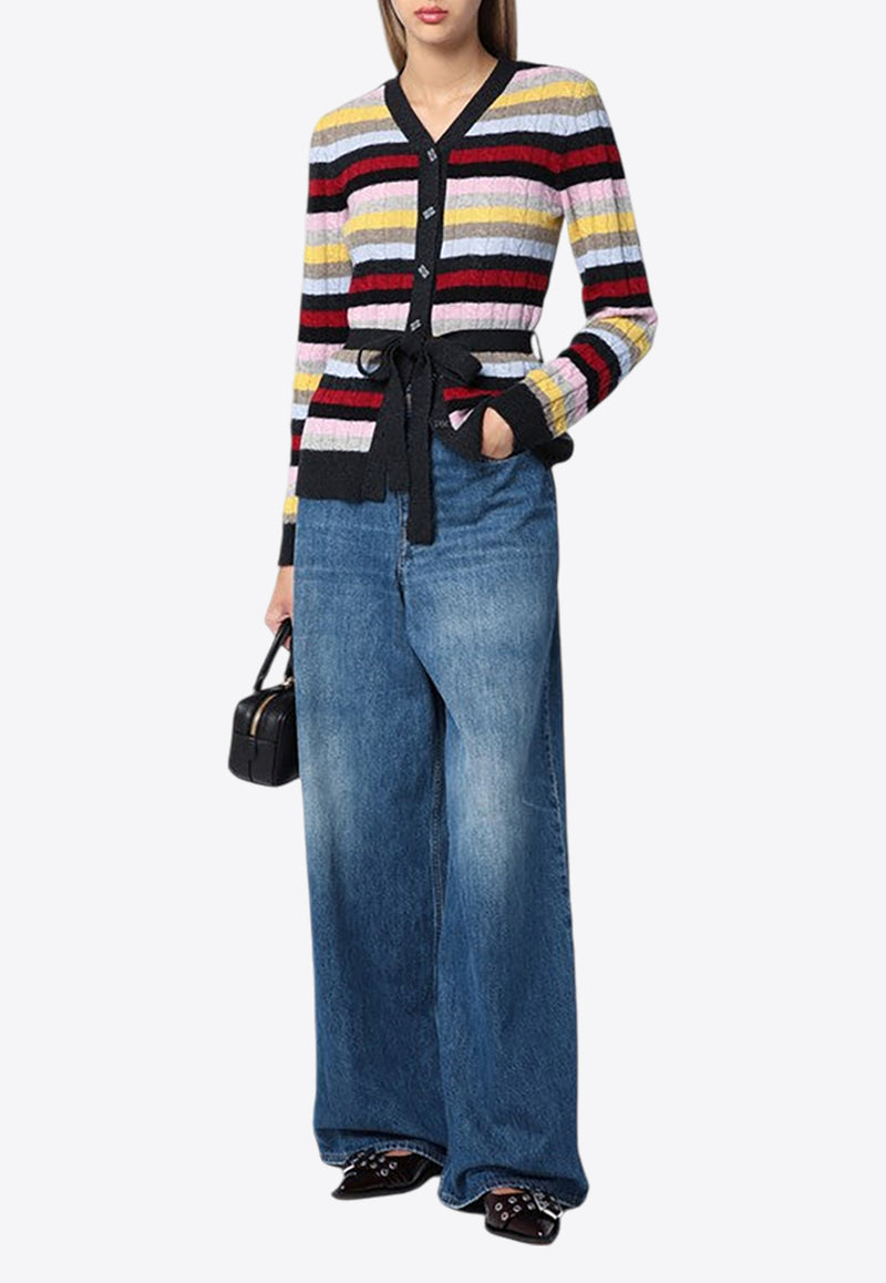 GANNI Striped Wool-Blend Cardigan  Multicolor K23252616/P_GAN-999