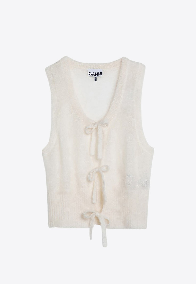 GANNI Mohair Lace-Up Knitted Vest Ecru K23342666/P_GAN-135