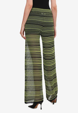 GANNI Sheer Lace Stripe Pants Multicolor K2494_BLACK