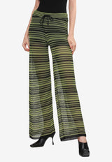 GANNI Sheer Lace Stripe Pants Multicolor K2494_BLACK