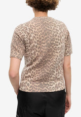 GANNI Leopard Print Logo T-shirt Brown K2500_ANIMAL PRI