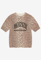 GANNI Leopard Print Logo T-shirt Brown K2500_ANIMAL PRI