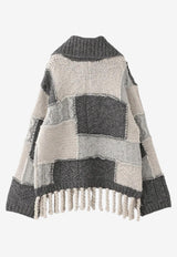 GANNI Paneled Wool Fringed Sweater Multicolor K2508_MULTI COLO