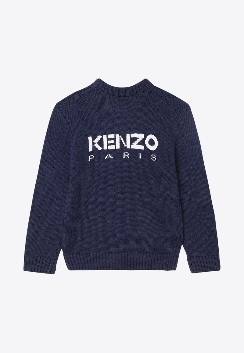 Kenzo Boys Intarsia Knit Crewneck Sweater K25833-BCO/N_KENZO-84A