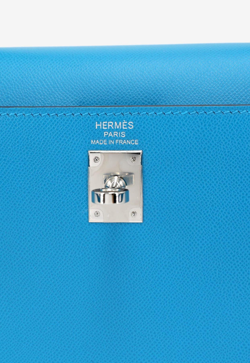 Hermès Kelly 25 Sellier Verso in Bleu Frida and Bleu Roy Madame Leather with Palladium Hardware