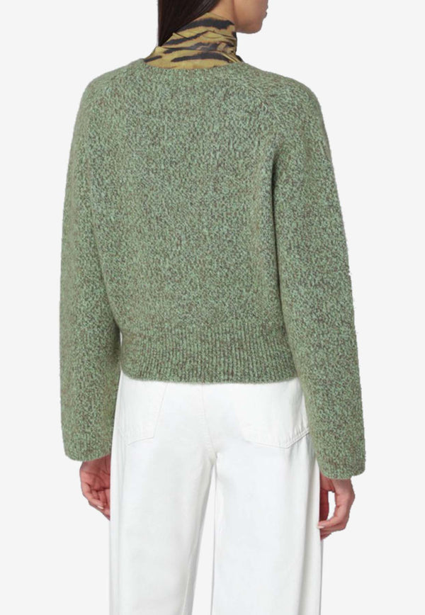 GANNI Wool-Blend V-neck Sweater Green K26212731/R_GAN-753