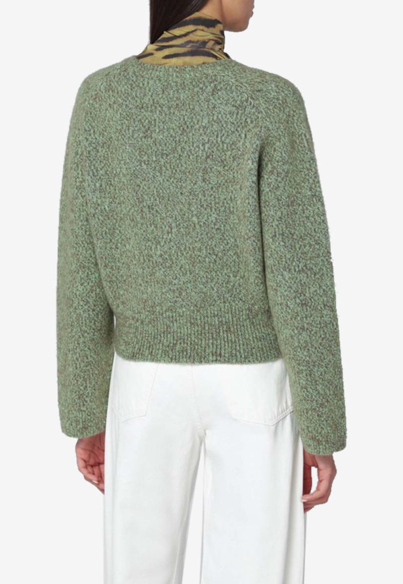 GANNI Wool-Blend V-neck Sweater Green K26212731/R_GAN-753