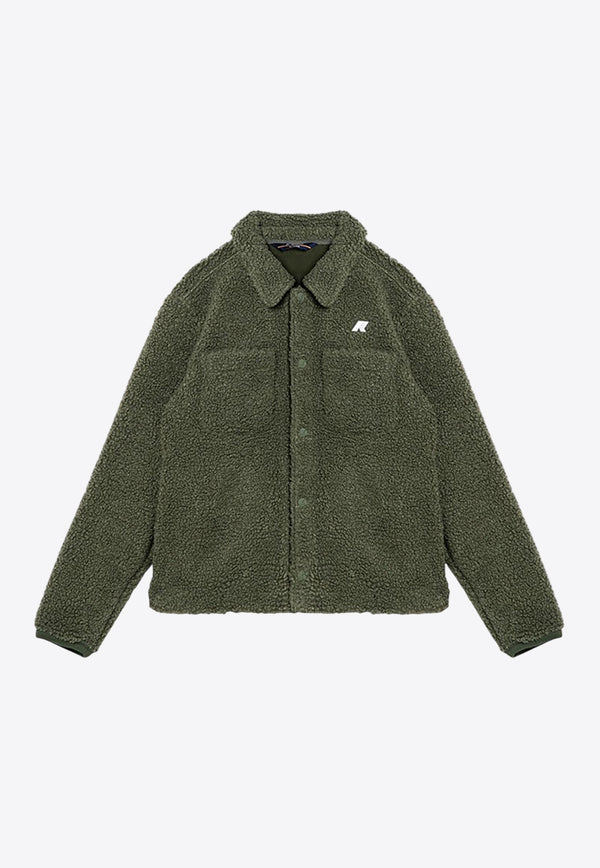 K-Way Kids Boys Logo Patch Teddy Jacket Green K5122IWPL/P_KWAY-ASE