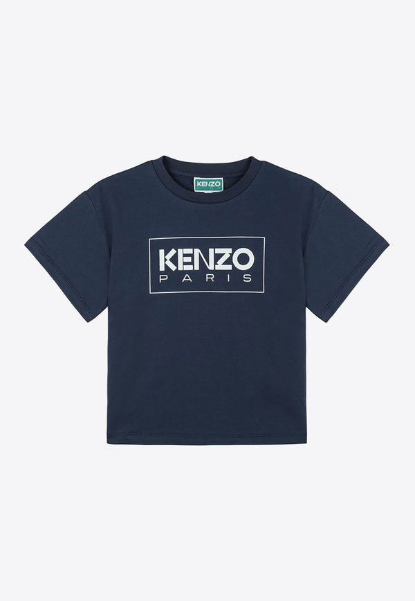 Kenzo Kids Girls Logo Print T-shirt K55010-BCO/N_KENZO-84A Blue